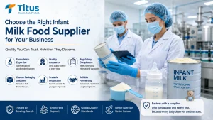 Infant milk food supplier offering quality assurance, formulation expertise, regulatory compliance, custom packaging, and scalable production