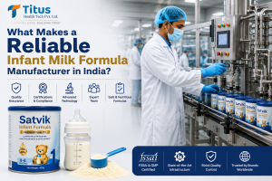 Reliable Infant Milk Formula Manufacturer in India with advanced production facility, FSSAI & GMP certified manufacturing, quality control, and premium infant formula by Titus Health Tech Pvt. Ltd.