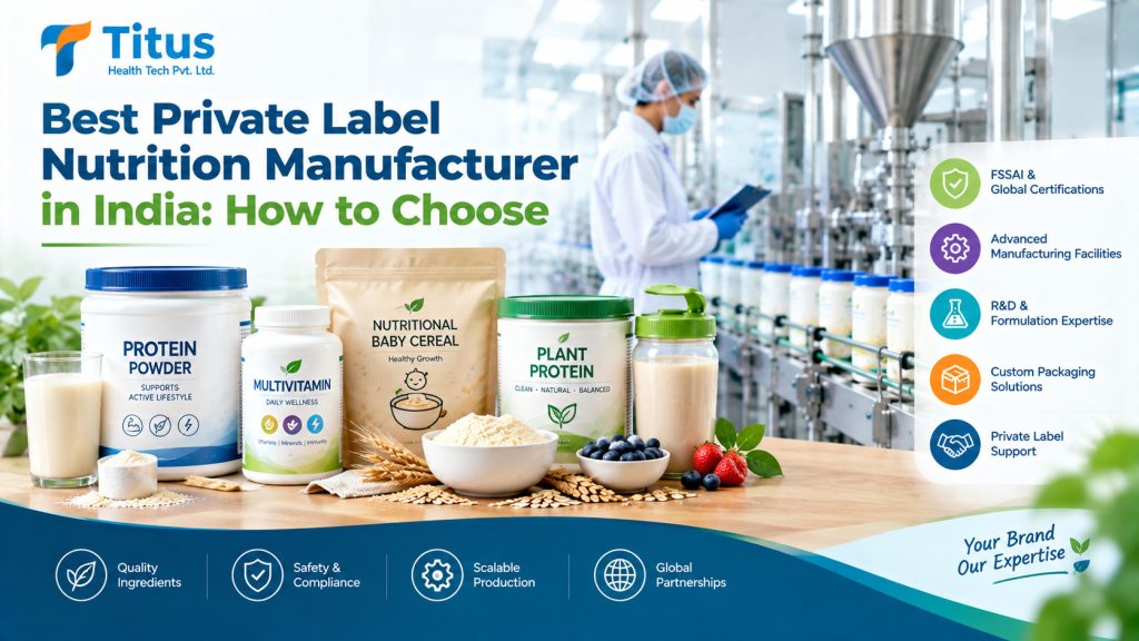 Private label nutrition manufacturer in India with modern production facilities, nutritional products, and custom packaging solutions