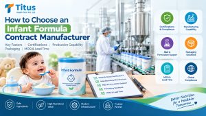 Infant formula contract manufacturer selection guide showing manufacturing facility, certifications, formulation support, packaging, MOQ, and compliance.