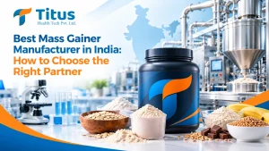 Best mass gainer manufacturer in India showcasing mass gainer powder, ingredients, and a modern supplement manufacturing facility.