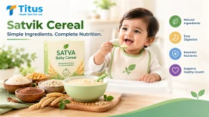 Satvik cereal for babies featuring nutritious grains, baby cereal, and a child enjoying a wholesome cereal meal.